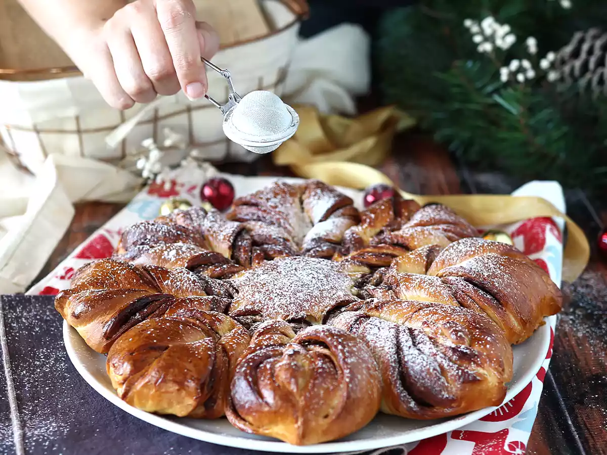 Brioche estrela de Natal recheada com nutella - foto 7