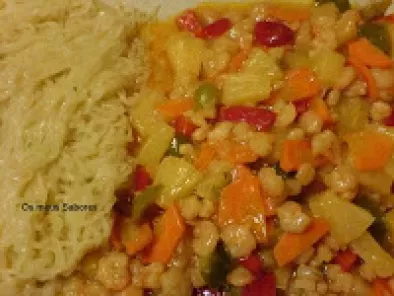 Camarão com legumes á chinesa