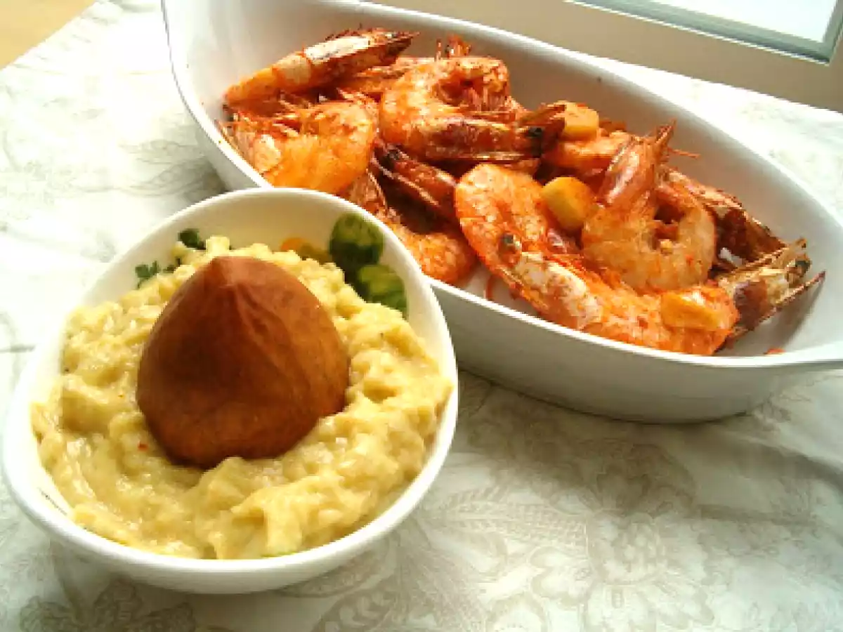 Camarão frito com guacamole suave
