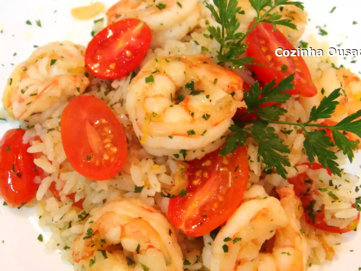 Camarões com Arroz