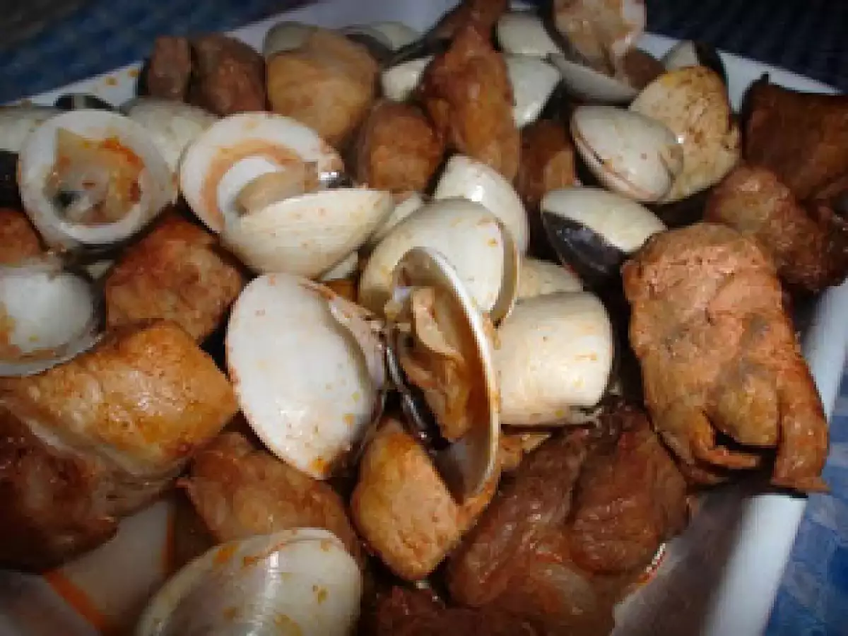 Carne com Ameijoas e batatas Parisienses - Actifry