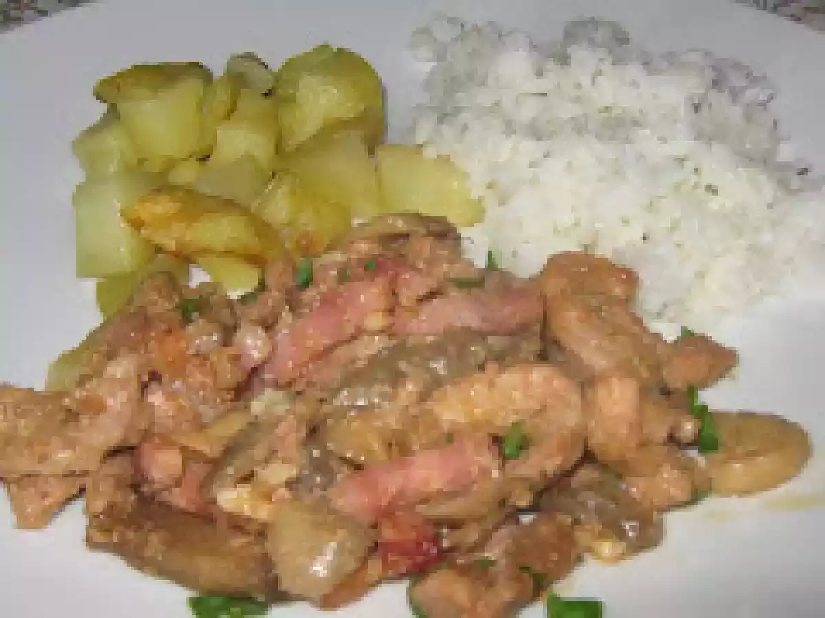 Carne de Porco com Cogumelos e Bacon