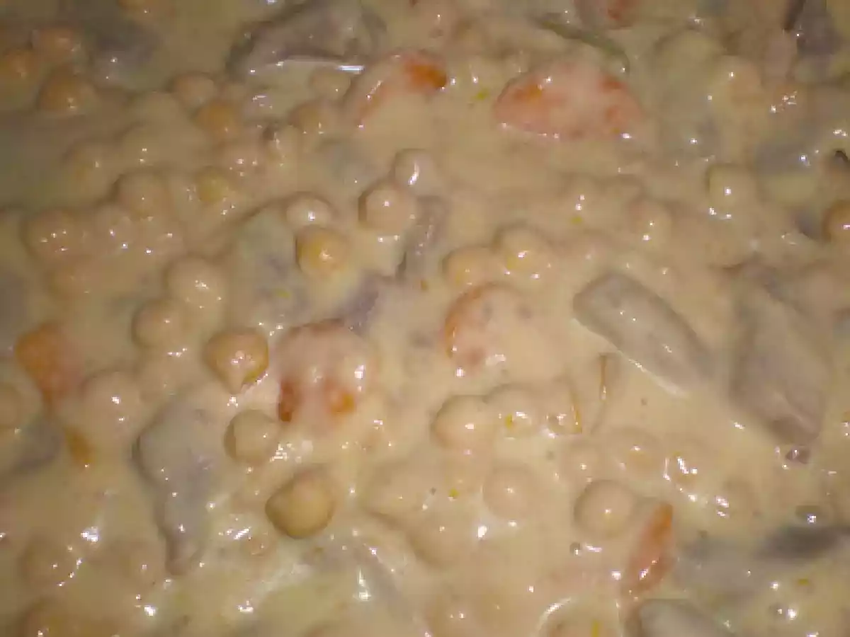Carne de vaca em fricassé com grão