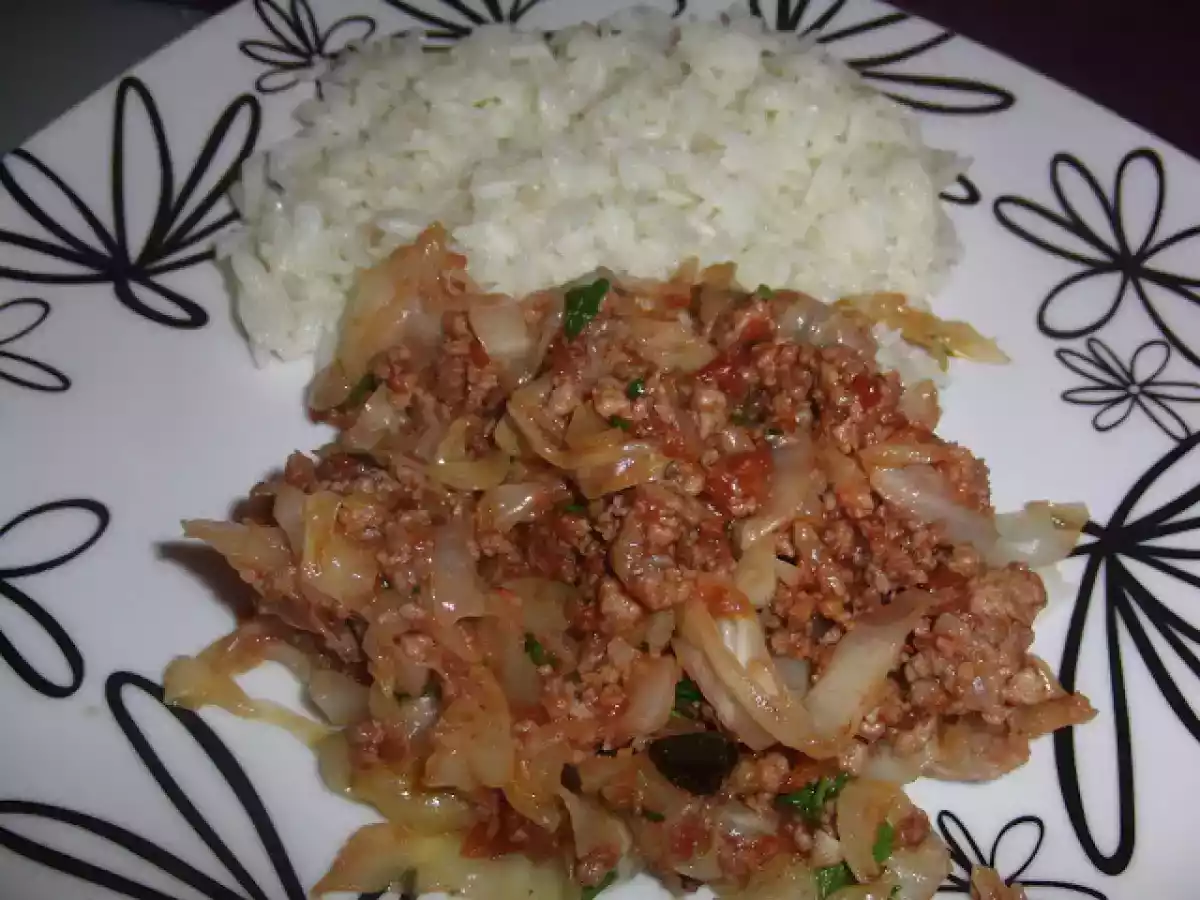 Carne salteada com couve coração