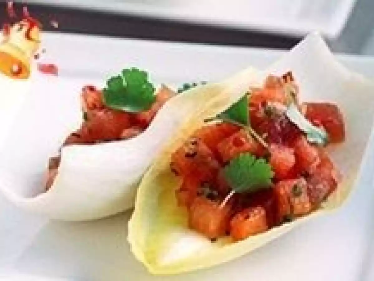 Ceviche de atum fresco e melancia