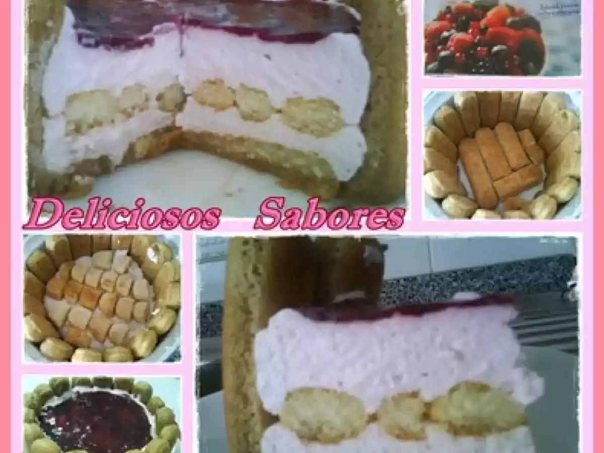 Charlotte de frutos silvestres com iogurte * Dia cor-de-rosa