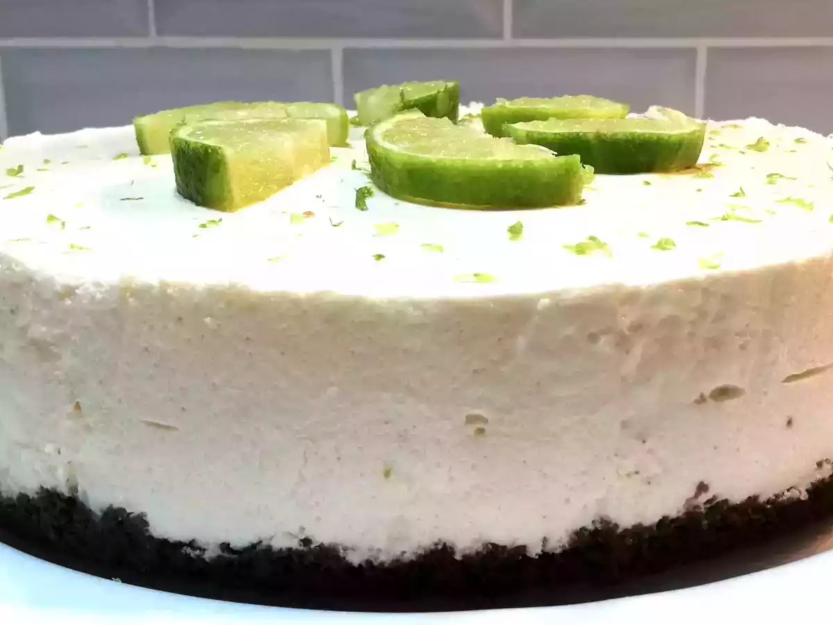 Cheesecake de Lima com base de Bolachas Cacau - foto 2