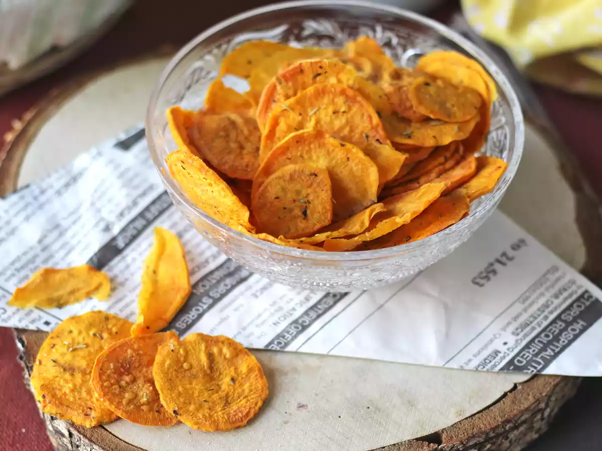 Chips de batata doce feito no micro-ondas - foto 2
