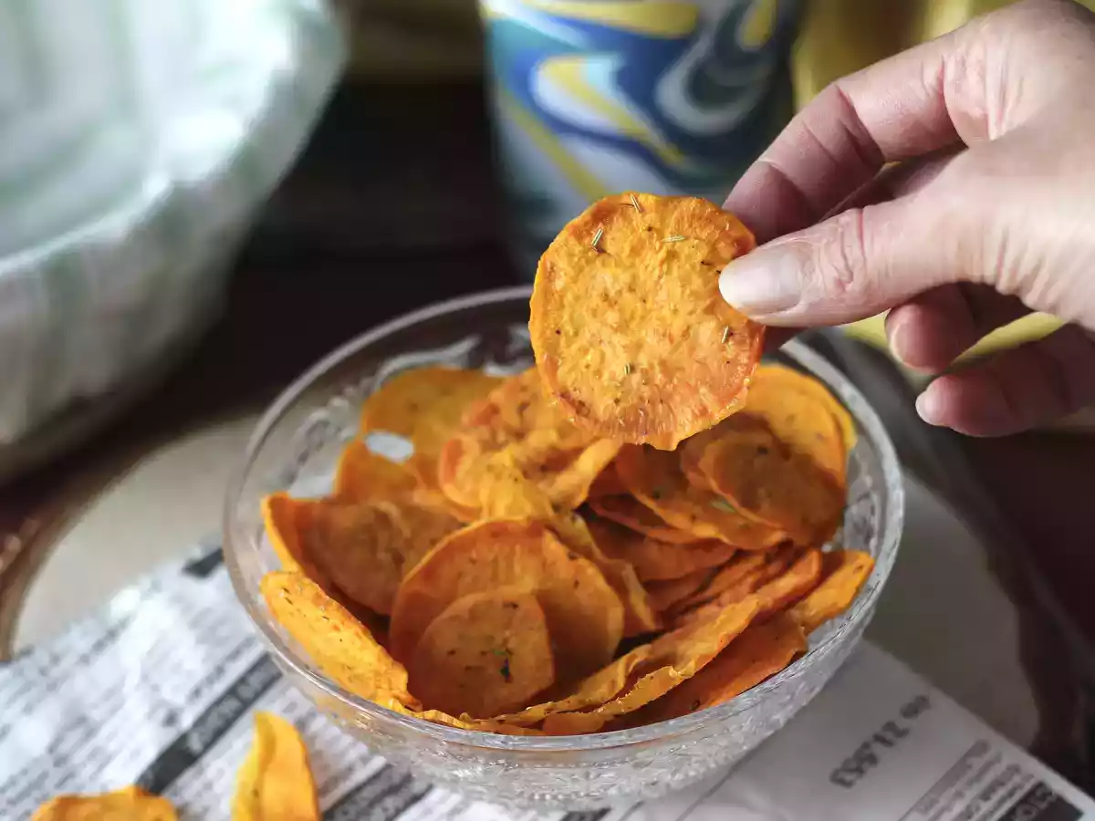 Chips de batata doce feito no micro-ondas - foto 4