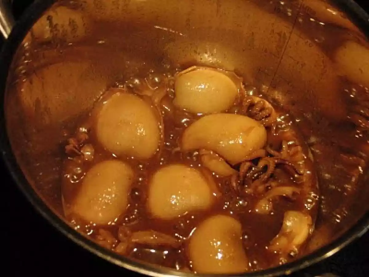 Choquinhos em molho de cebola e cerveja