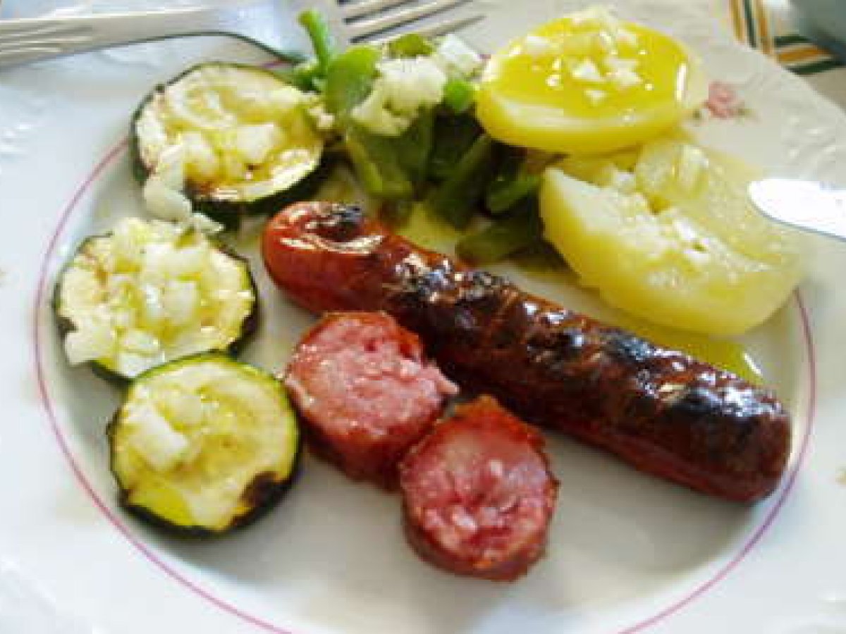 Churrasco com legumes grelhados