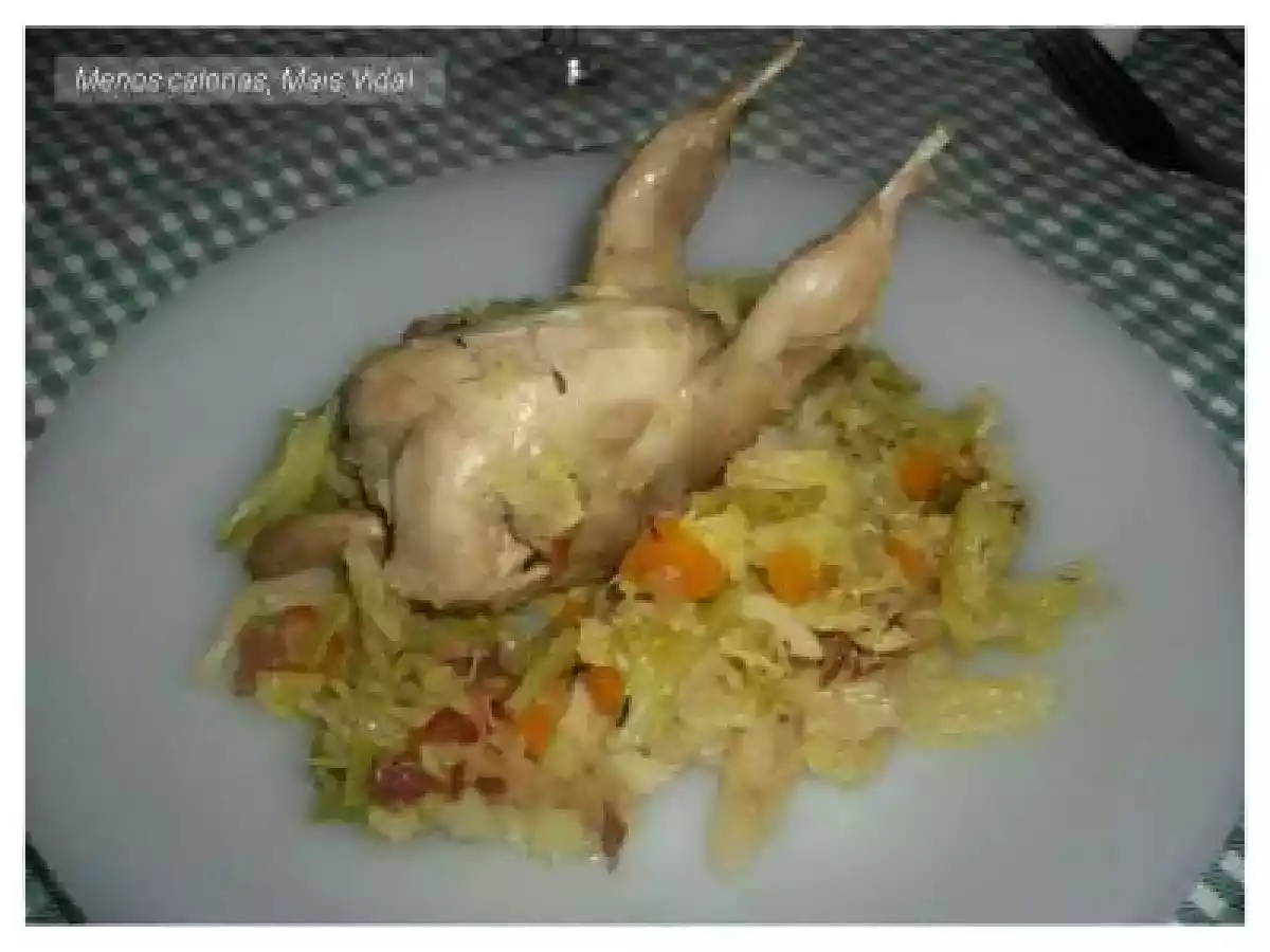 Codornizes com couve lombarda