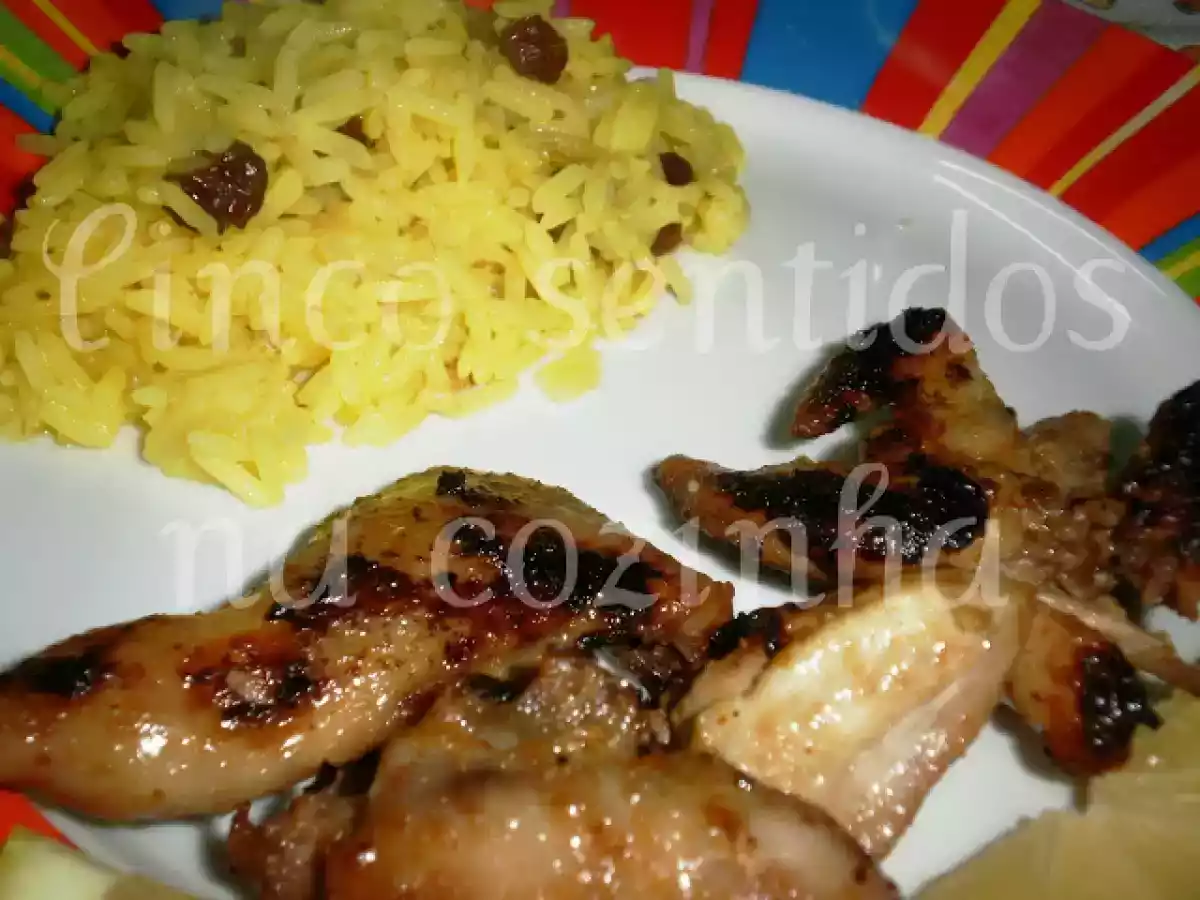 Codornizes fritas com arroz de açafrão, passas e amêndoas - foto 2