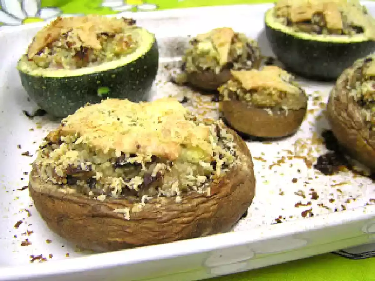 Cogumelos e Courgette Recheados com Couscous
