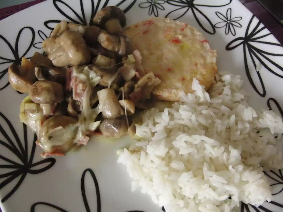 Cogumelos em vinho com mozzarella