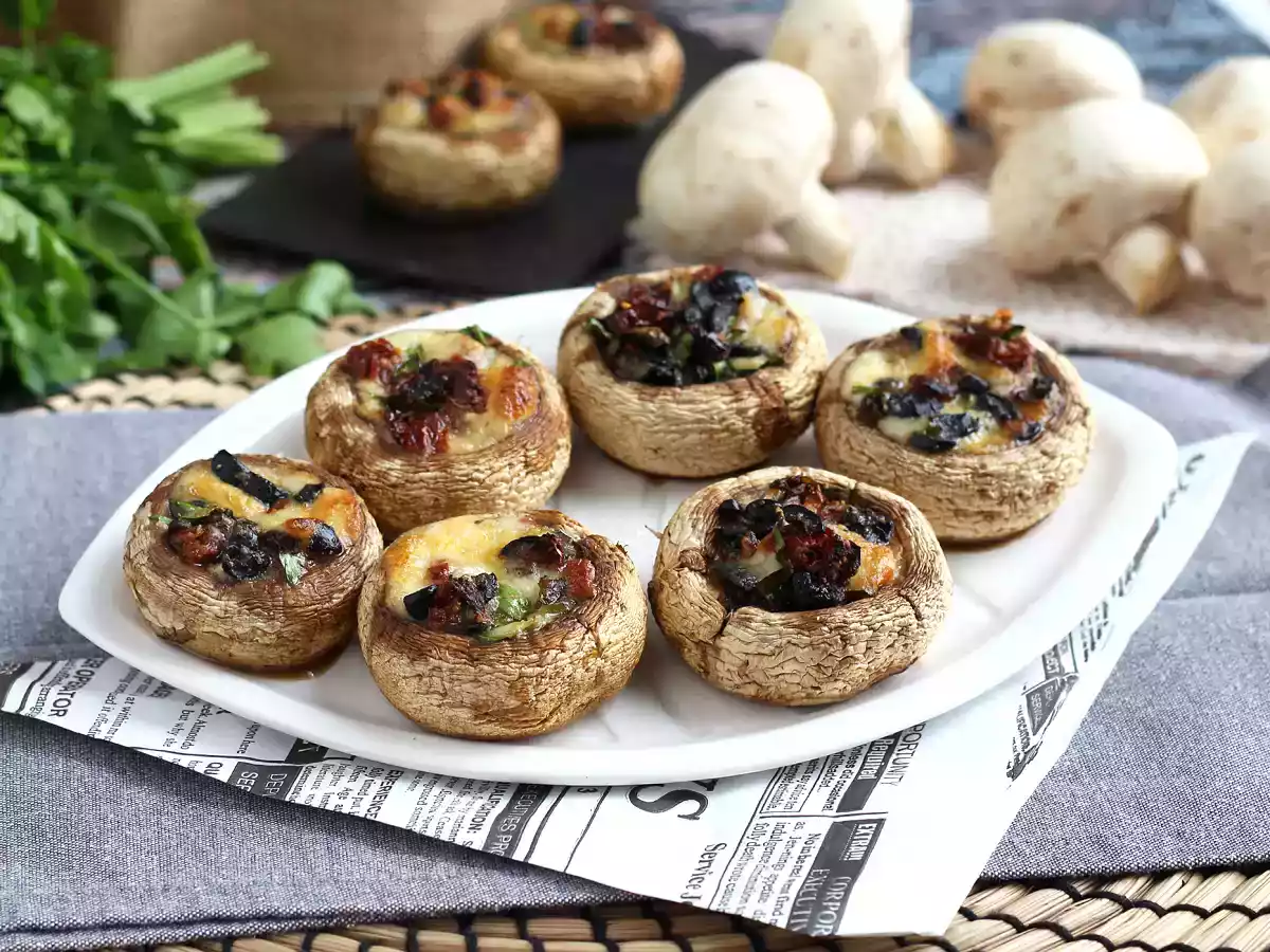 Cogumelos recheados com mozzarella - foto 3