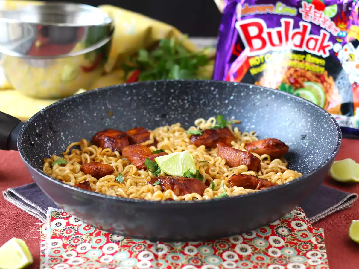 Como preparar o macarrão buldak habanero lime com frango marinado! - foto 2