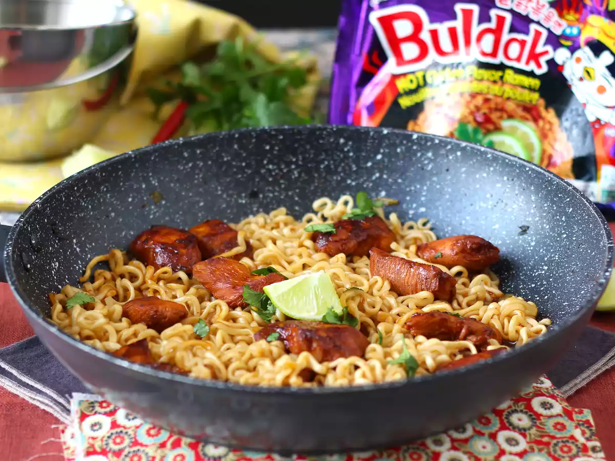 Como preparar o macarrão buldak habanero lime com frango marinado! - foto 5