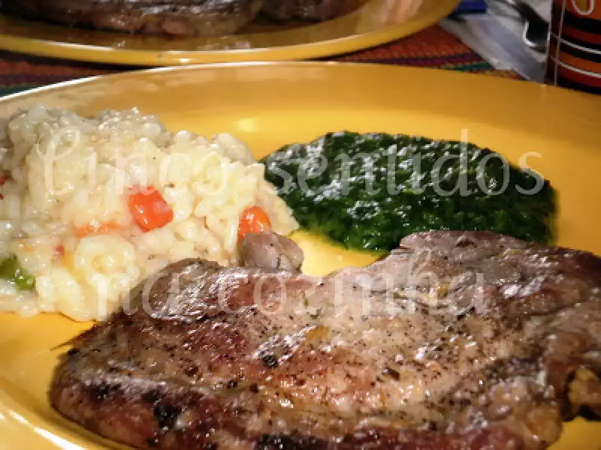 Costeletas com gengibre, esparregado e risotto de legumes - foto 4