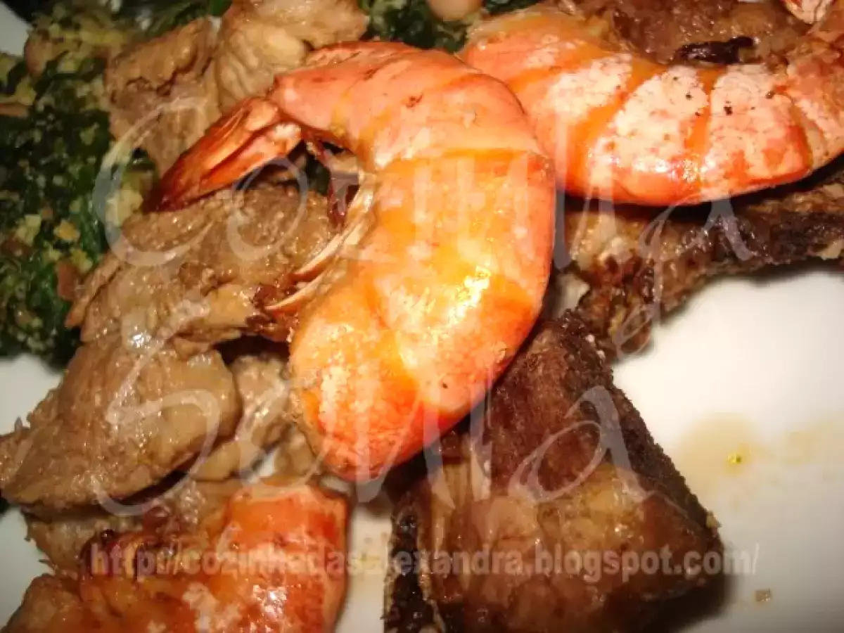 COSTELETAS DE PORCO FRITAS COM GAMBAS EM MOLHO DE SUMO DE LARANJA - foto 12
