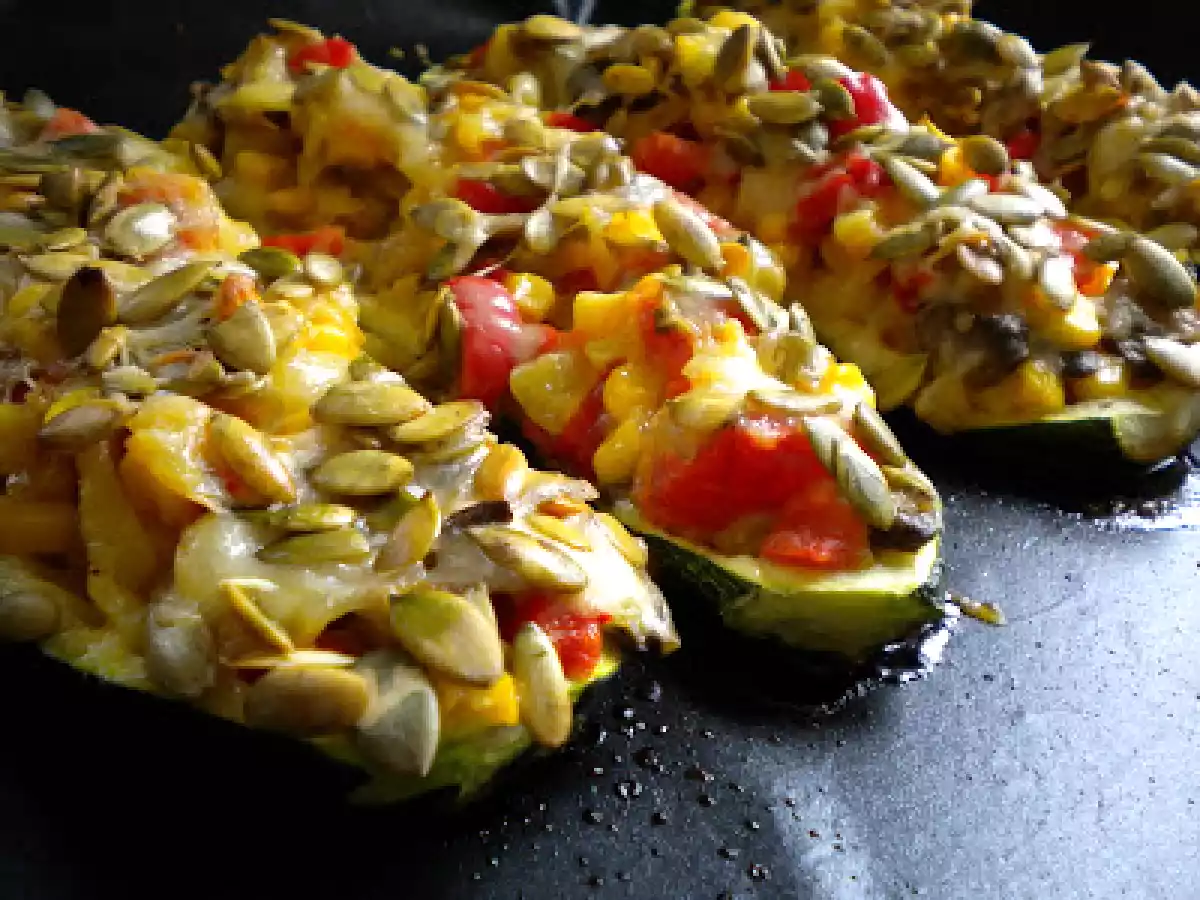 Courgettes recheadas com vegetais
