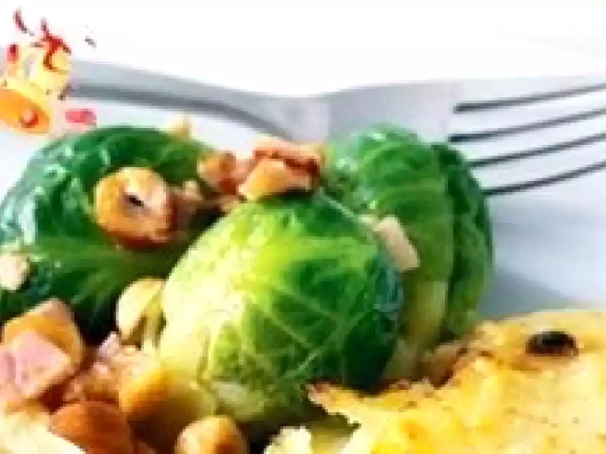 Couve de Bruxelas com bacon e avelãs