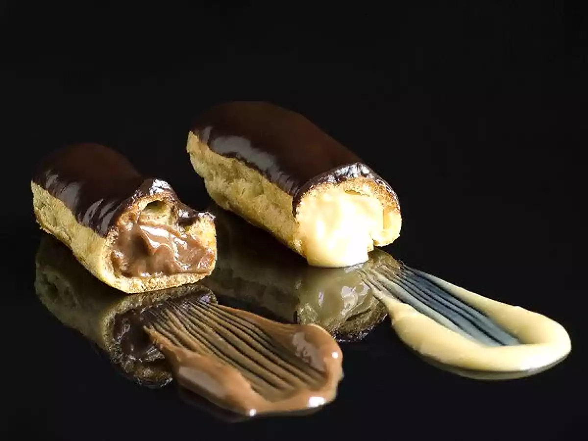 Creme pasteleiro de caramelo e de chocolate branco