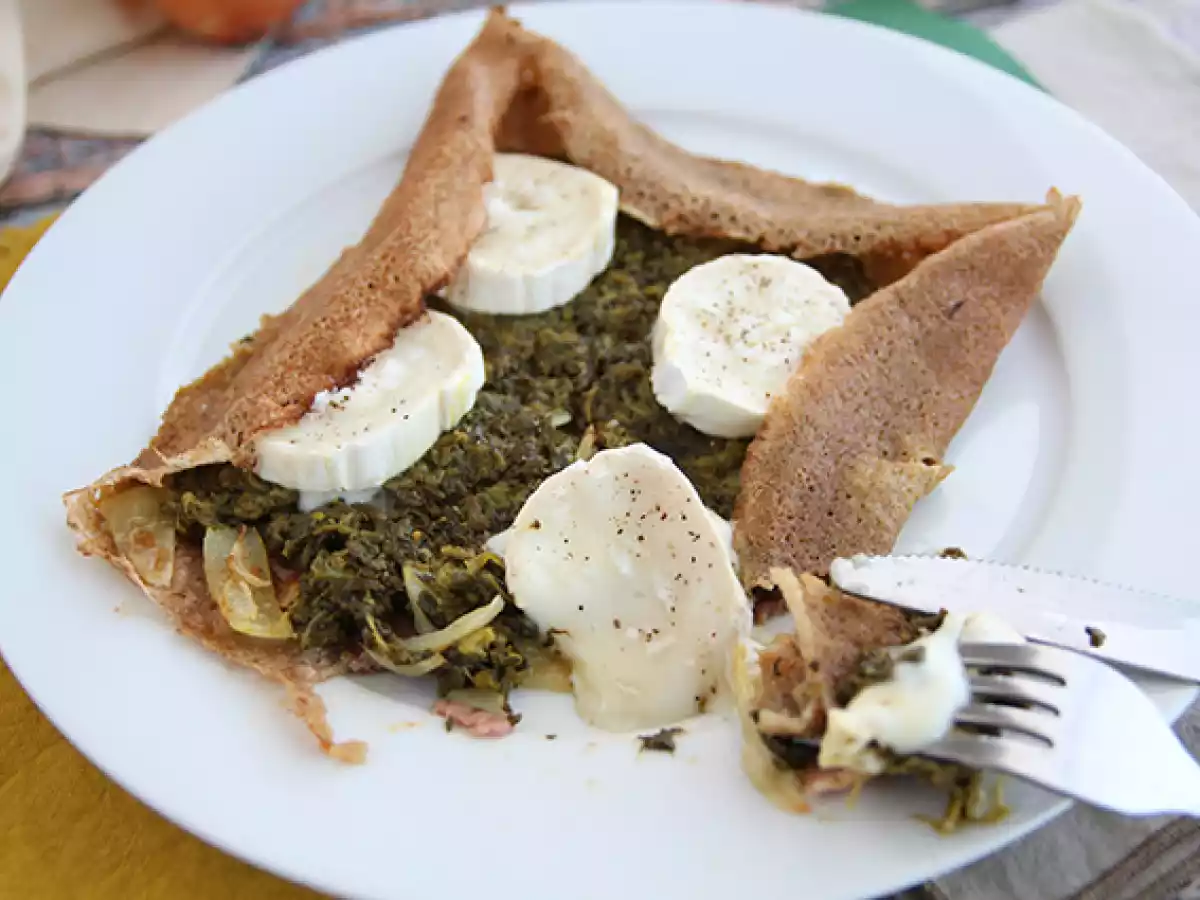 Crepe salgado (galette) com espinafre, fiambre e queijo de cabra - foto 4