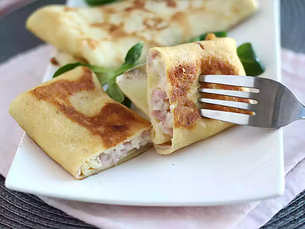 Crepe salgado recheado com béchamel, queijo e presunto - foto 4