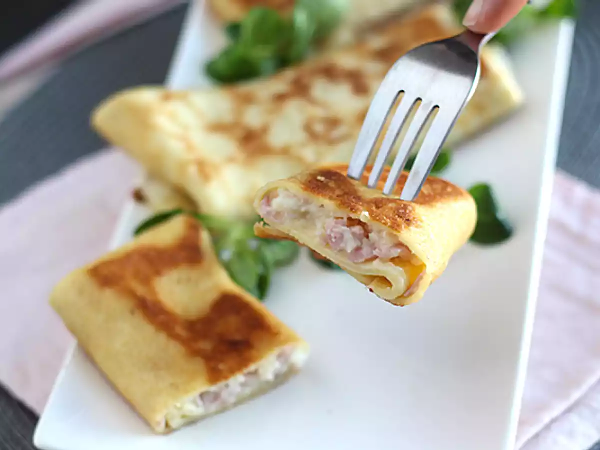 Crepe salgado recheado com béchamel, queijo e presunto - foto 5