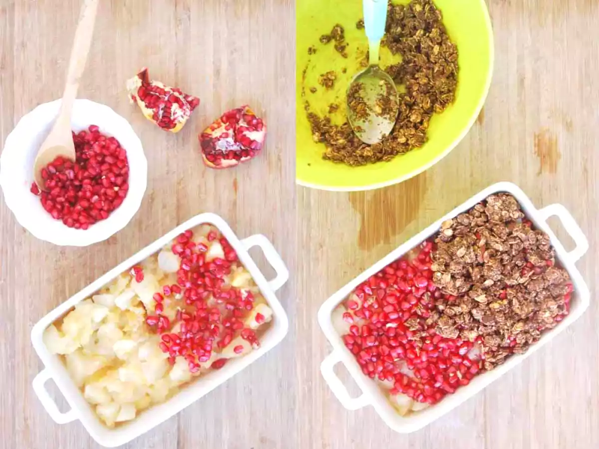 Crumble de Pêra, Romã e Chocolate - foto 4