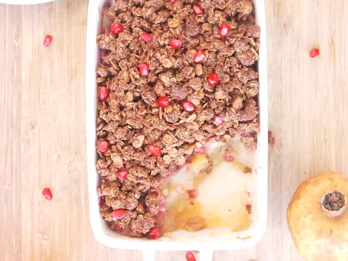 Crumble de Pêra, Romã e Chocolate - foto 5