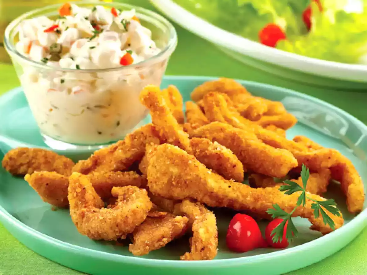 Dobradinha empanada com molho tártaro
