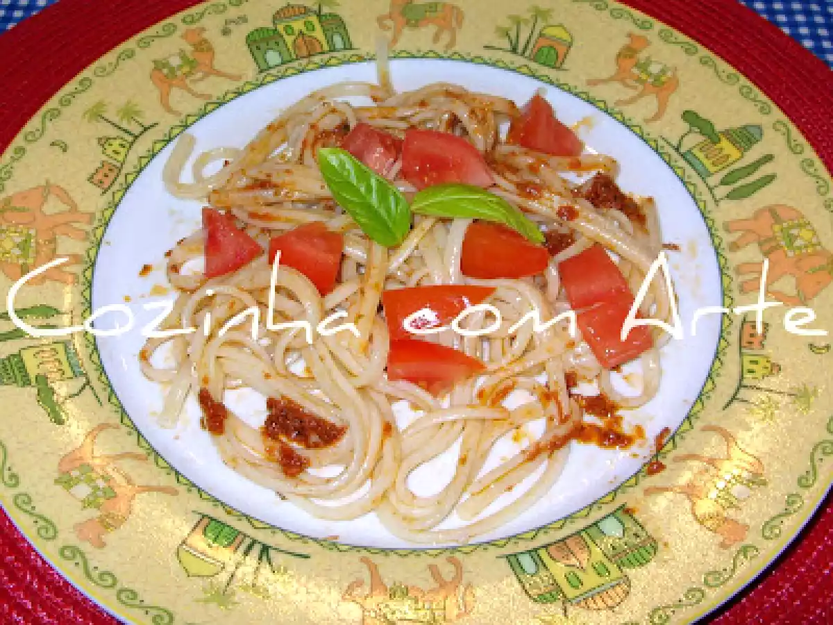 Dueto na cozinha... e linguine au pesto rosso