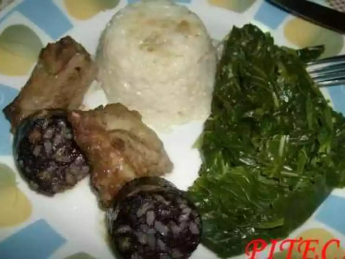 Entrecosto assado com morcela de arroz