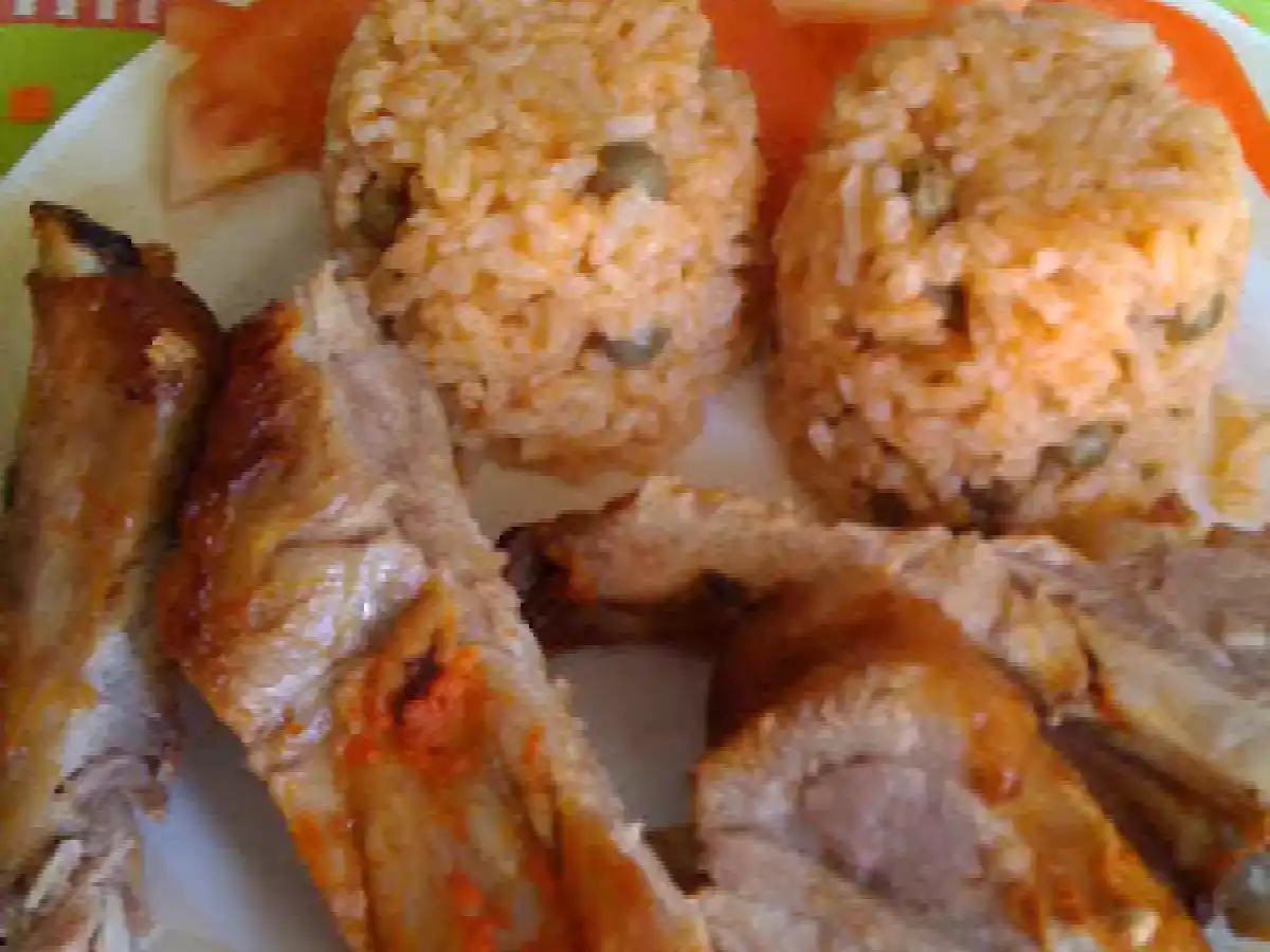 Entrecosto com arroz de ervilhas