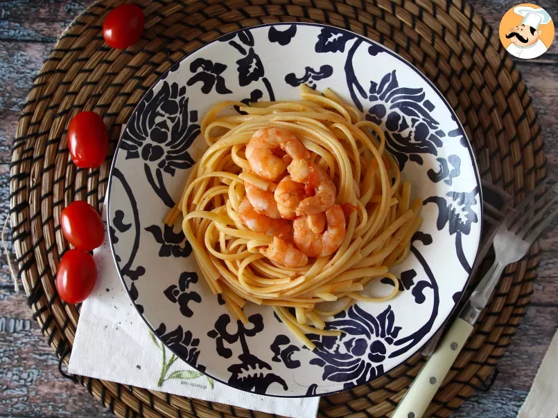 Espaguete com camarão, tomate cereja e manjericão, foto 3