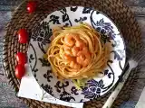 Espaguete com camarão, tomate cereja e manjericão, foto 2
