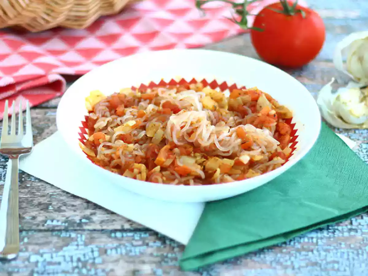 Espaguete Konjac ao molho provençal (Vegan e sem gluten)