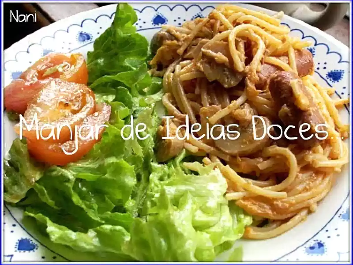 Esparguete com Cogumelos, Atum e Salsichas - foto 2