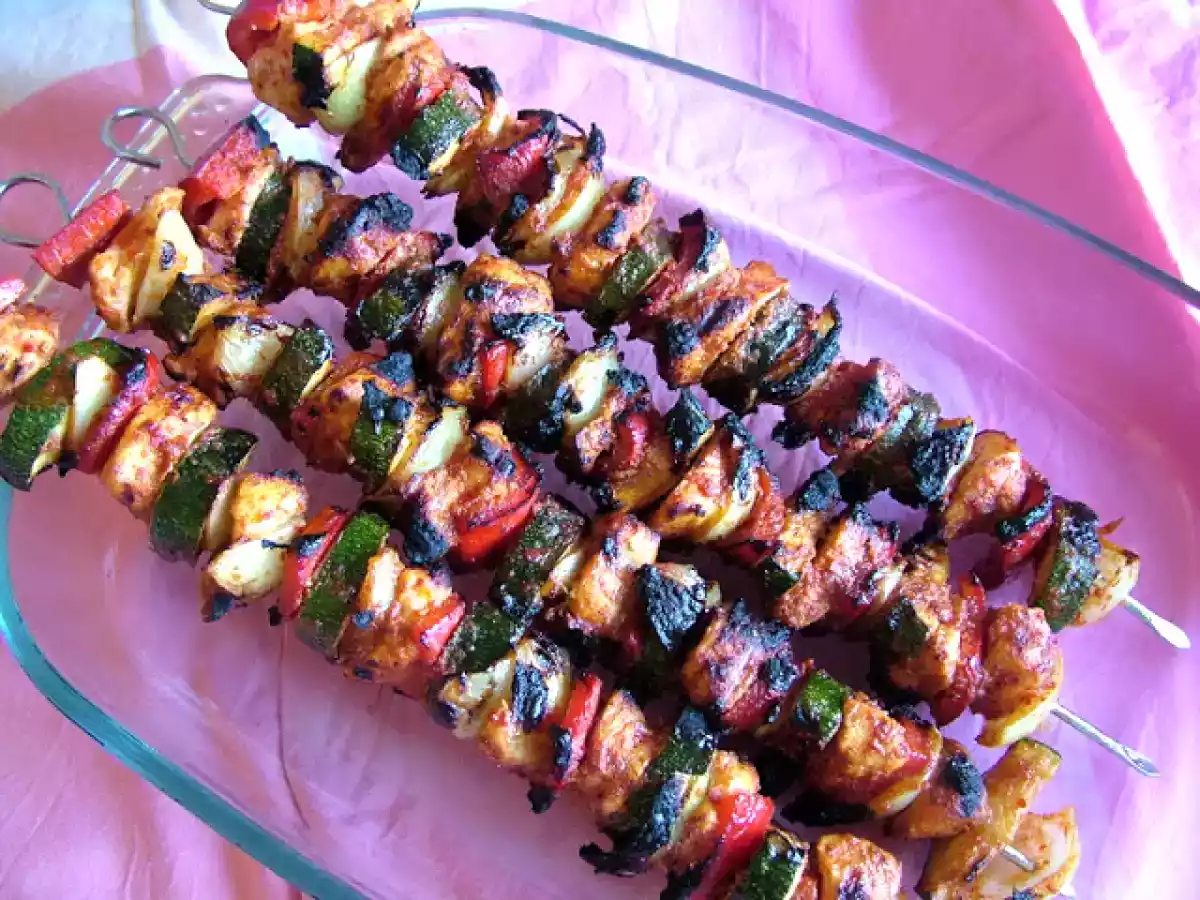 Espetadas de Frango e Veggies