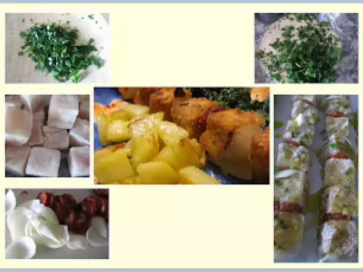 ESPETADAS DE PEIXE COM CHOURIÇO