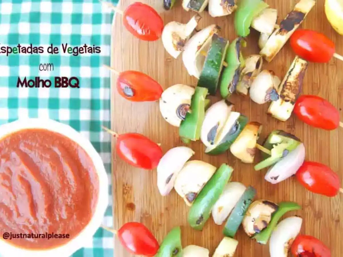 Espetadas de Vegetais com Molho BBQ (sem gordura adicionada)