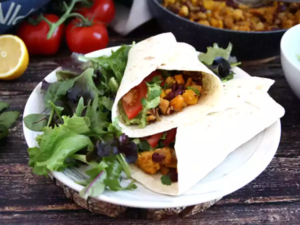 Fajitas vegetarianas com soja