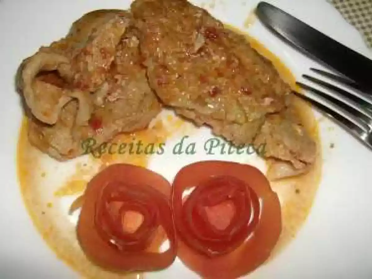 Febras estufadas com mostarda