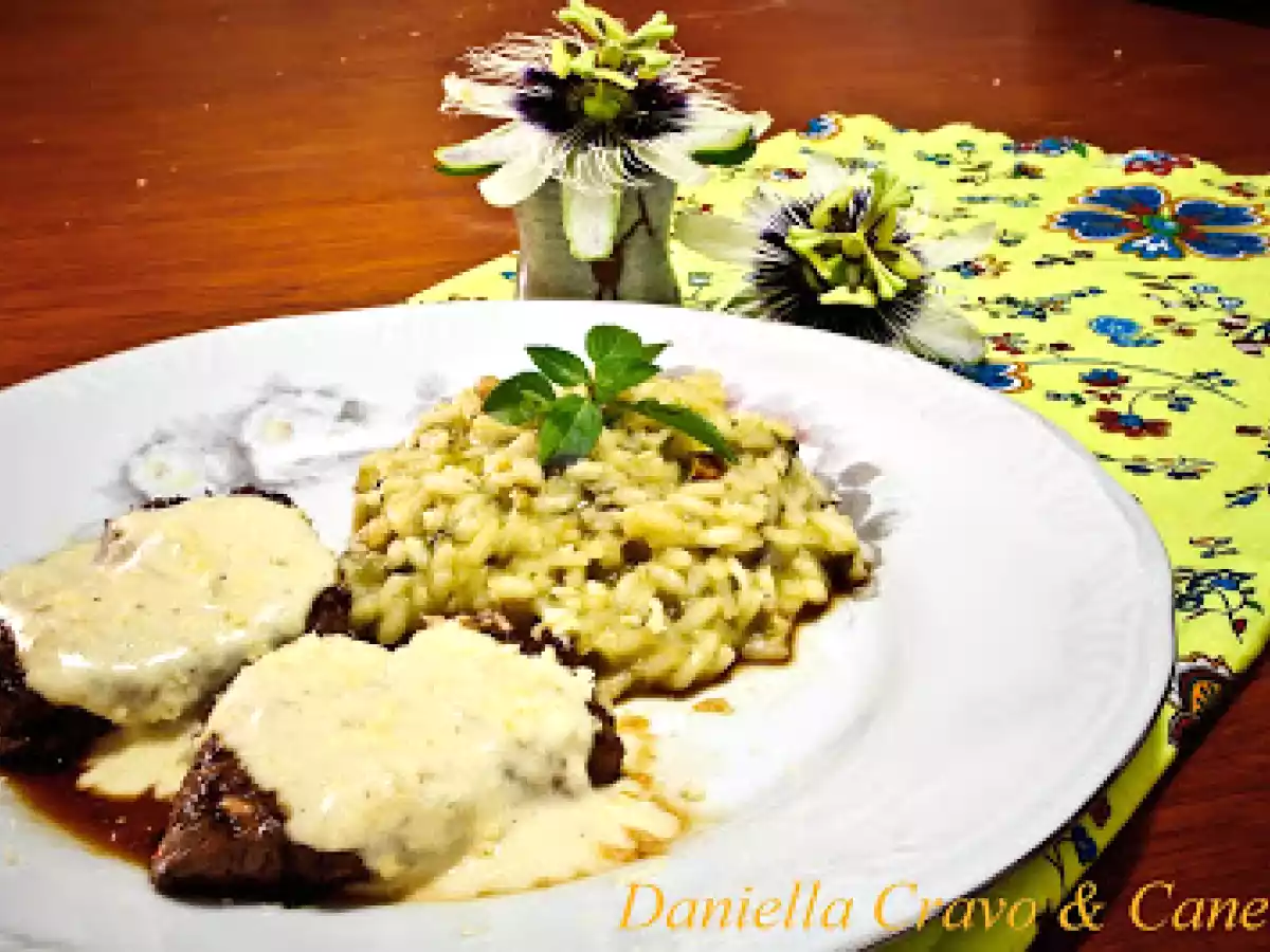 Filé ao Molho de Parmesão e Risoto ao Pesto