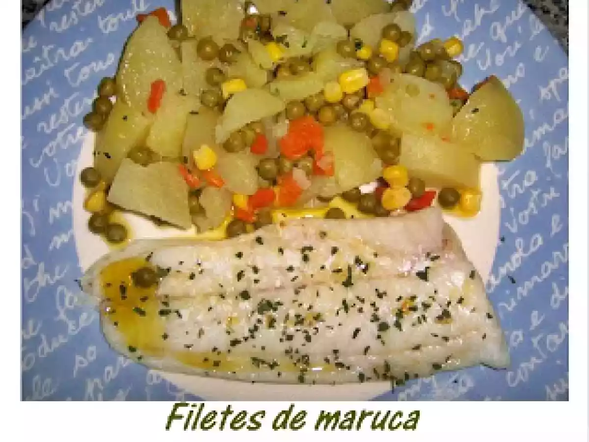 Filetes de maruca com macedónia de legumes