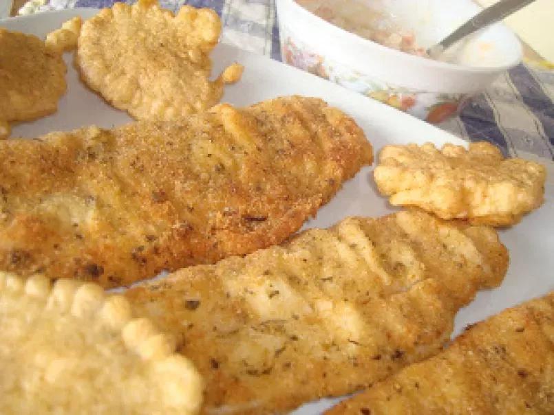 Filetes de pescada panados (e uma espécie de pataniscas!), foto 1