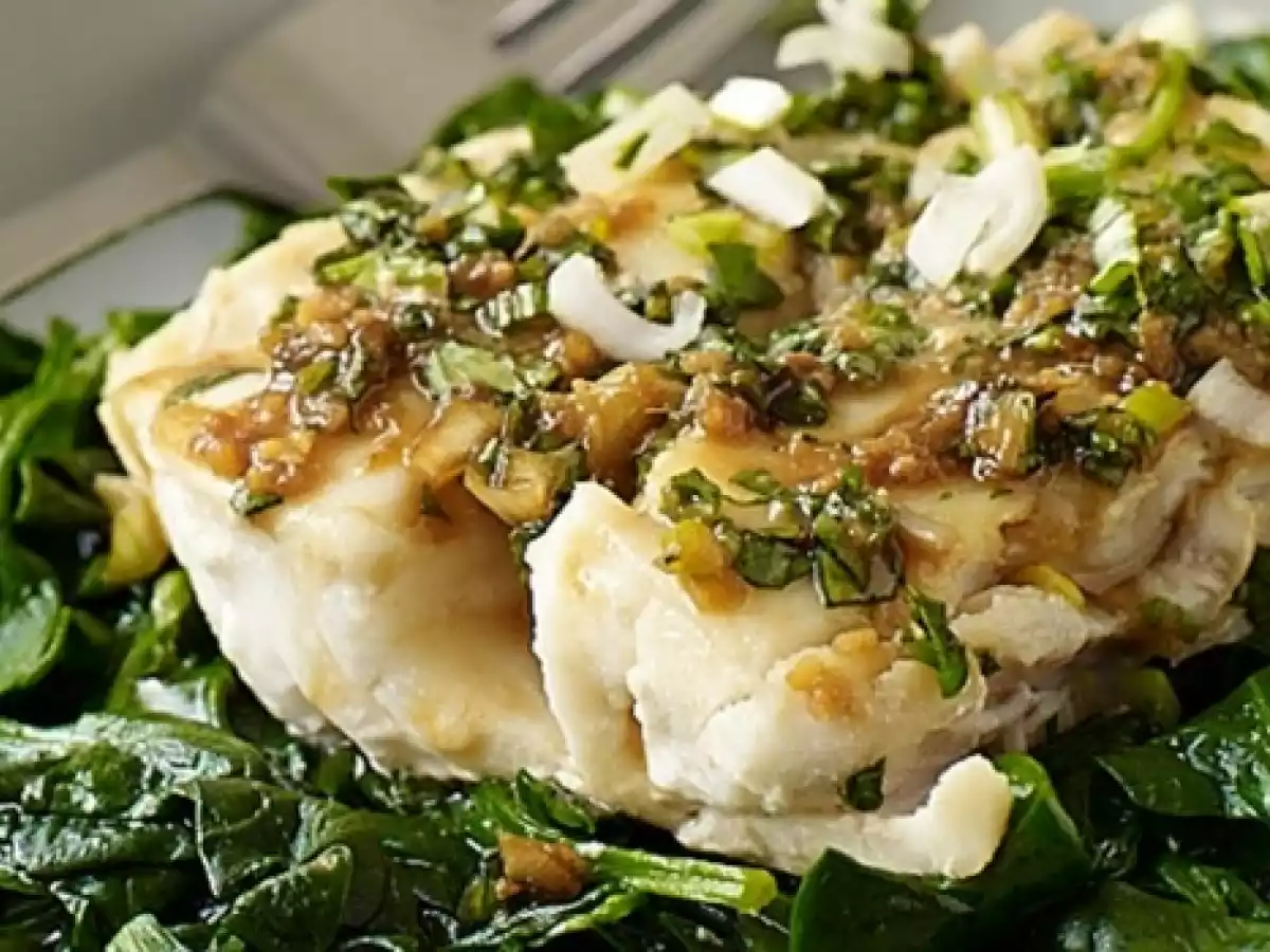Filetes no forno com ervilhas