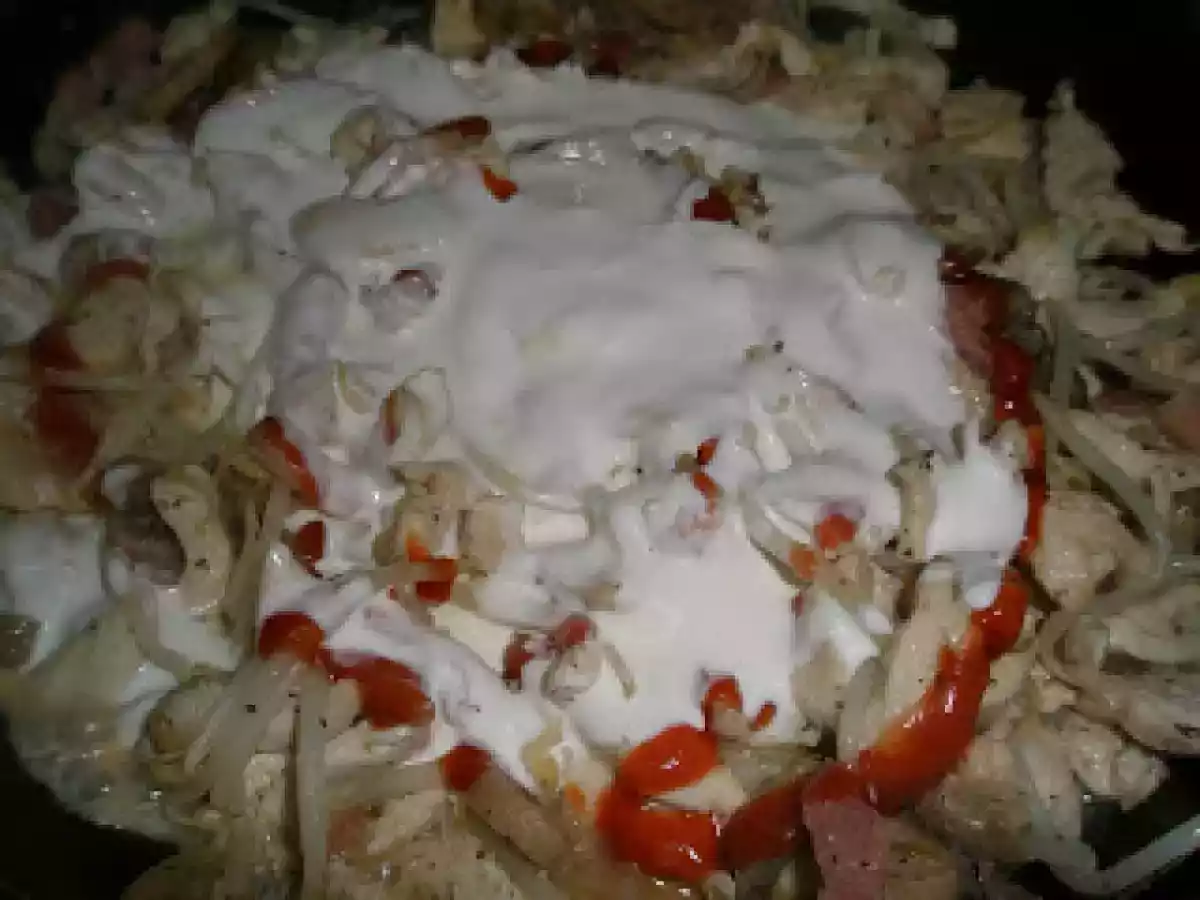 Frango com Bacon, Cogumelos e Rebentos de Soja, sobre cama de Massa - foto 5